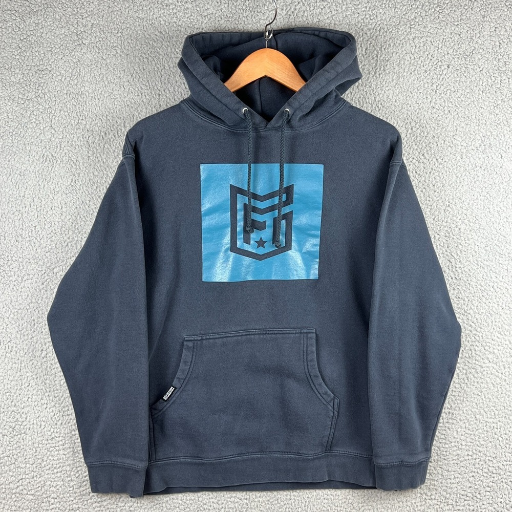 Freedom‎ Industries Logo Hoodie Mens Medium M Blue Pullover Fleece Heavy Outdoor